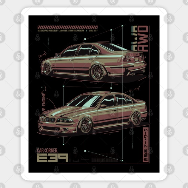 EDM - E39 M5 - CarCorner Sticker by CarCorner - Automotive Artwork